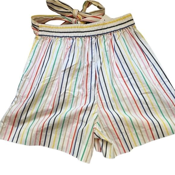 J Crew Striped tie-waist short stretch cotton poplin Size 0 New w/ Tag MSRP $60 - Picture 12 of 14